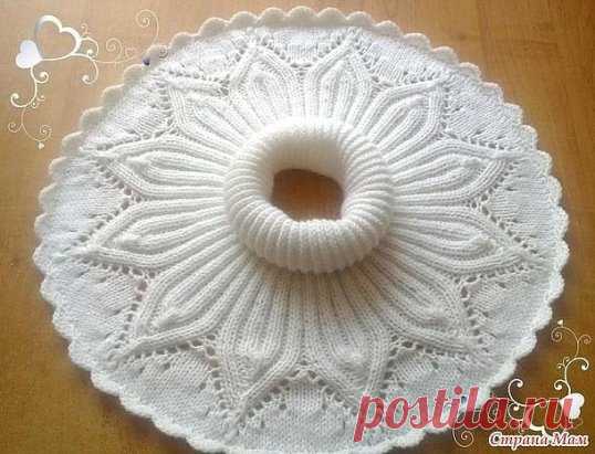 Кружевная манишка спицами «Листья»
Описание: http://prjaga.ru/vyazanie-dlya-zhenshchin/sharf-snud-palantin/kruzhevnaya-manishka-spicami-listya