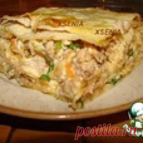 Мясной пирог из лаваша Кулинарный рецепт