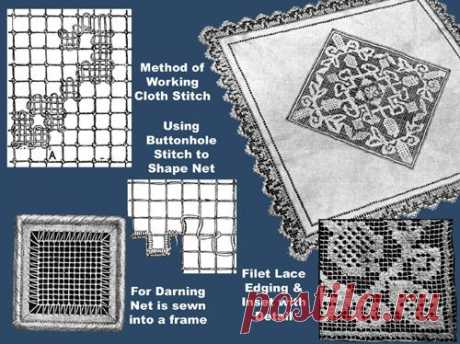 Iva Rose Vintage Reproductions - Weldon's 4D #56 c.1931 - Netting &amp; Filet Lace