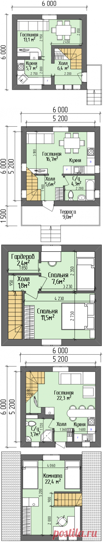 Планировки домов 6 на 6