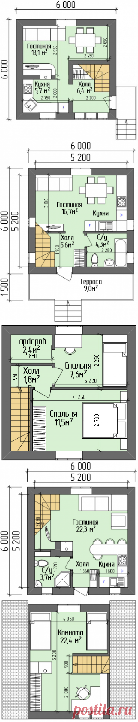 Планировки домов 6 на 6