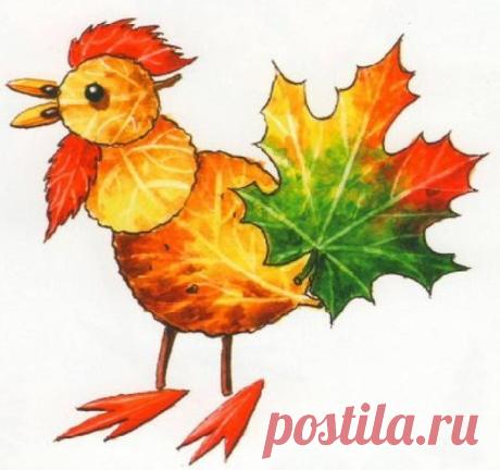 Как сделать петушка из листьев