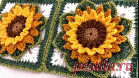 Mira lo Fácil que es tejer cuadro de flores con hojas a Crochet