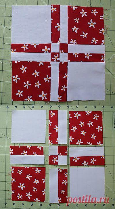 Новый быстрый и интересный блок из четырех квадратов (найден на просторах интернета).