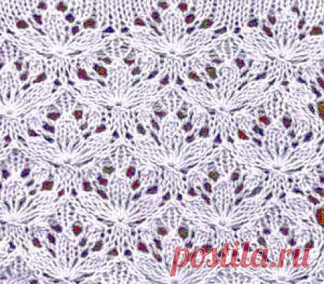 Ажурный узор спицами напоминающий цветы Вахта | петелики