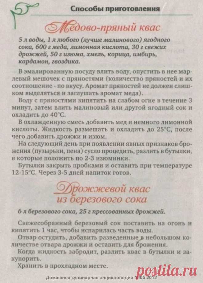 Медово-пряный квас. Дрожжевой квас из березового сока