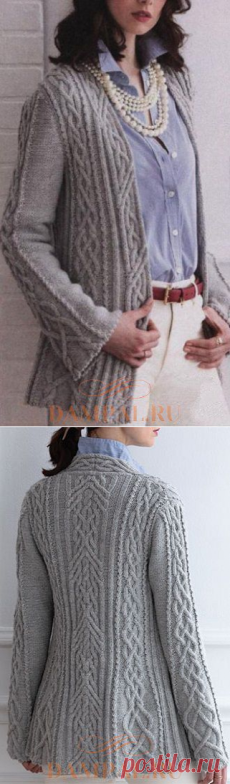 Расклешенный кардиган с аранами