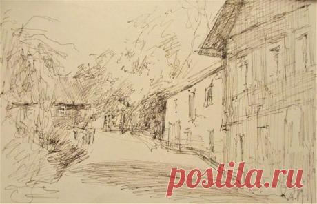 Акварельная - Водяная кисть. Как рисовать акварельными карандашами? Рисуем московские крыши в снегу Акварельная - Водяная кисть. Как ее применять на практике? Как рисовать акварельными карандашами?