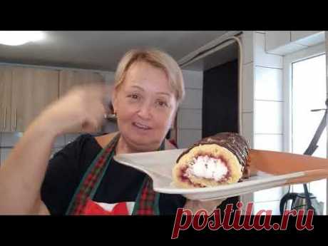 СЛИВОЧНО- МАЛИНОВЫЙ РУЛЕТ/ РЕЦЕПТ ИЗ ДЕТСТВА/