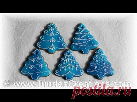 Blue Christmas tree gingerbread Christmas ornaments