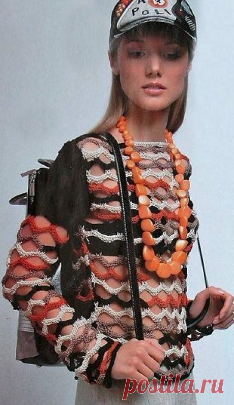 Модный пуловер спицами