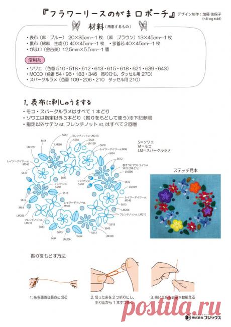 フラワーリースのがま口ポーチ | ケース・小物入れ・袋・ポーチ | 手づくりレシピ | そーいんぐ.com