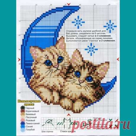 Чудесная парочка котиков крестиком.