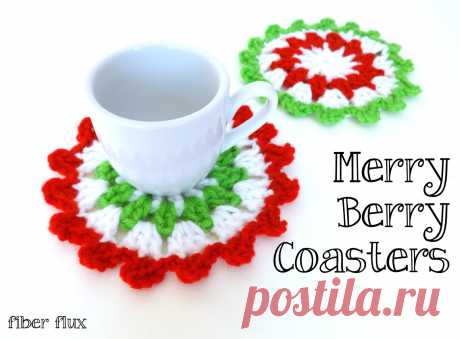 Fiber Flux: Free Crochet Pattern...Merry Berry Coasters!
