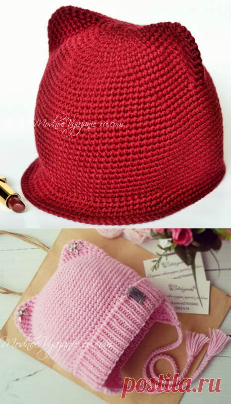 Как вязать шапочки с ушками крючком - Crochet Modnoe Vyazanie