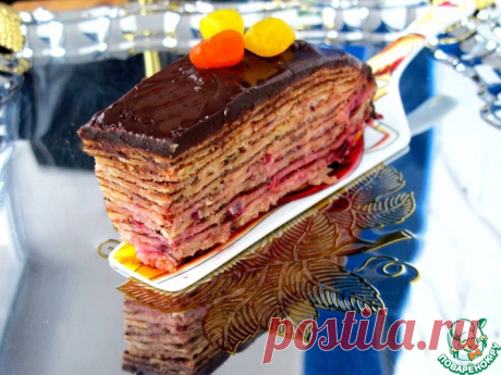 Торт &quot;Два шоколада&quot; блинный, с клюквой Кулинарный рецепт