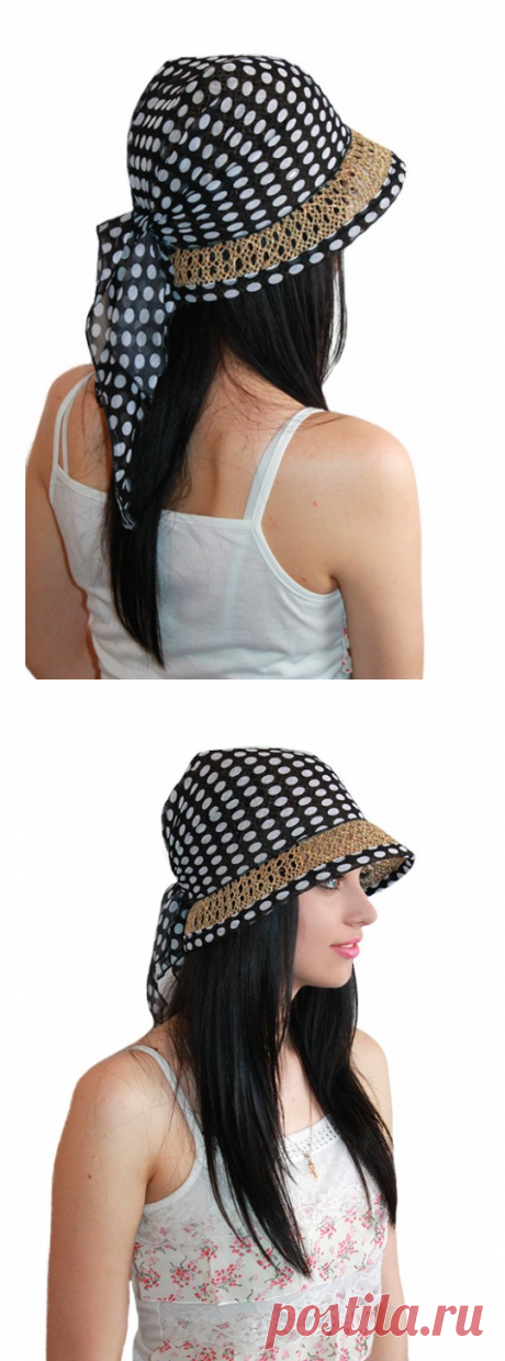 Шляпка летняя в горошек "Космос"