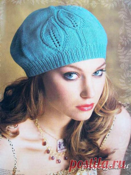 Вязание беретов с листиками