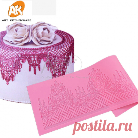 2плесень Замок силиконовые торт Кружево Коврики силиконовые Кружево формы помадка для украшения торта Инструменты границы украшения Кружево плесень LFM 28 купить на AliExpress