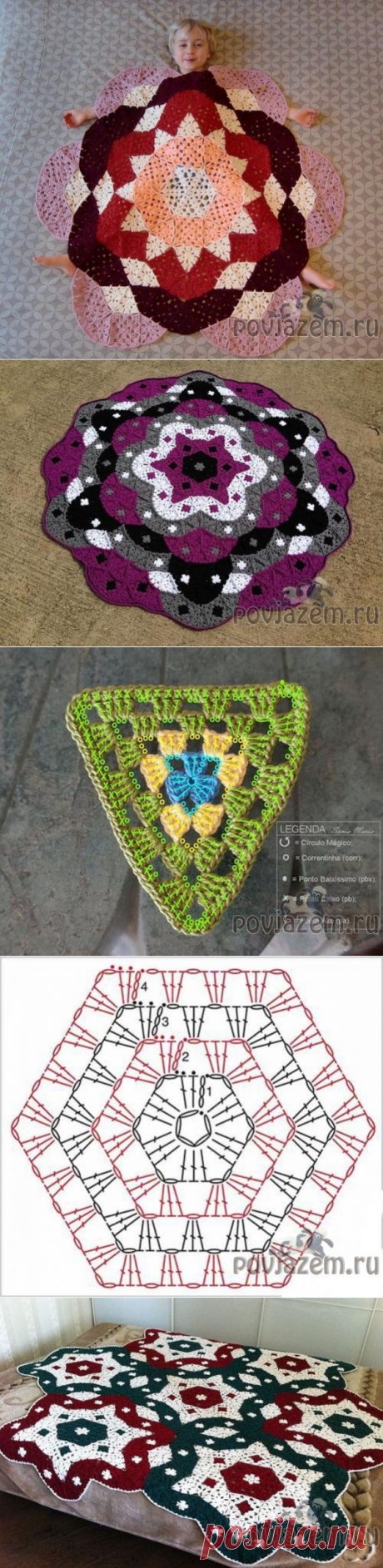 Плед крючком, яркий плед – цветок