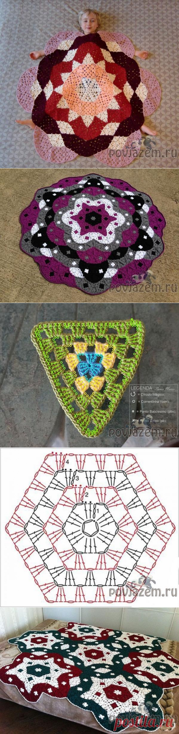 Плед крючком, яркий плед – цветок