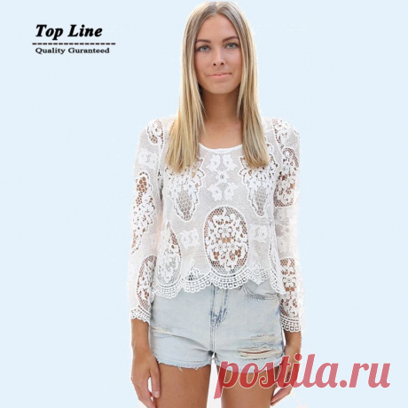 blouse saree Picture - More Detailed Picture about Semi Sheer ladies Long Sleeve Lace Blouses Embroidery Floral Lace Blouses 2015 Summer Crochet Lace tops drop shipping Picture in T-Shirts from Top Line Fashion Costume Co., Ltd | Aliexpress.com | Alibaba Group