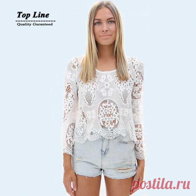 blouse saree Picture - More Detailed Picture about Semi Sheer ladies Long Sleeve Lace Blouses Embroidery Floral Lace Blouses 2015 Summer Crochet Lace tops drop shipping Picture in T-Shirts from Top Line Fashion Costume Co., Ltd | Aliexpress.com | Alibaba Group