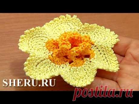 Crochet Narcissus Flower Урок 65 часть 1 из 2 Как вязать нарцисс - YouTube