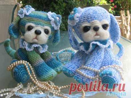 1000 схем амигуруми на русском: Гловастые щенки цвета моря