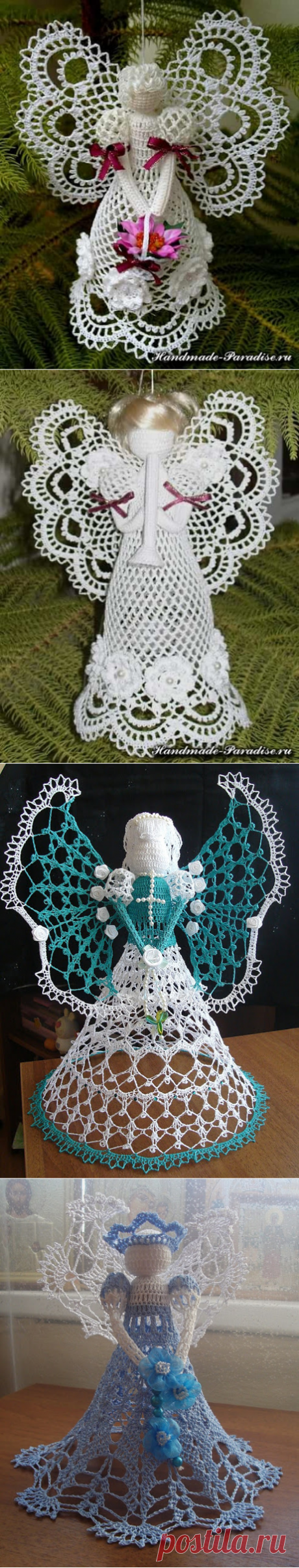 Interesting ideas for decor: Crochet angels ....Вязаные ангелы.