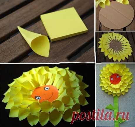 Цветочек из клейких листиков — Поделки с детьми