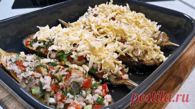 Готовлю баклажаны с начинкой способом с надрезами. Получается вкуснее, а по времени то же самое (делюсь рецептом) | Розовый баклажан | Яндекс Дзен