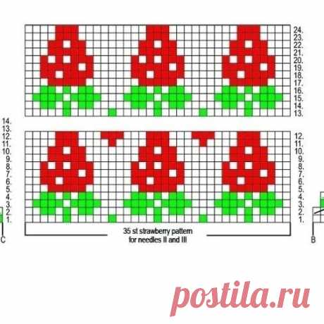 Жаккард или вышивка - КЛУБНИЧКИ
схемы