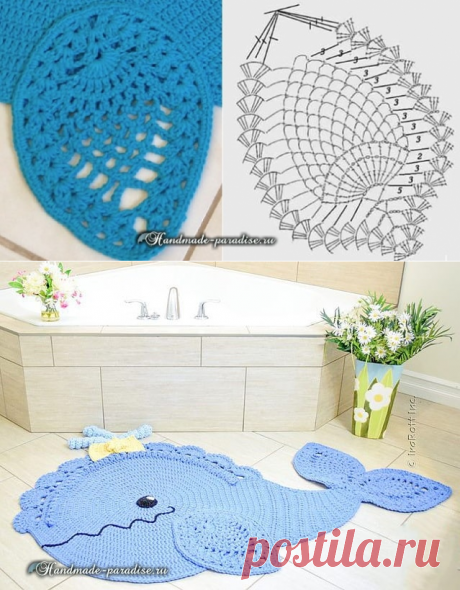 Вяжем забавный коврик в виде рыбки — Сделай сам, идеи для творчества - DIY Ideas