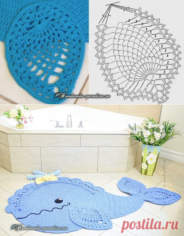 Вяжем забавный коврик в виде рыбки — Сделай сам, идеи для творчества - DIY Ideas