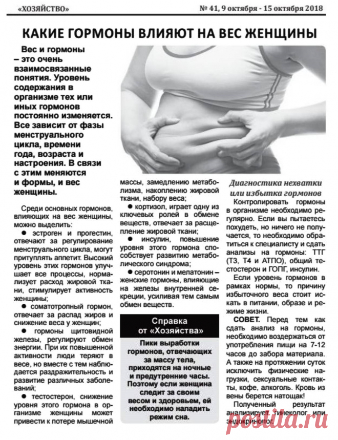 Какие гормоны влияют на вес женщины
