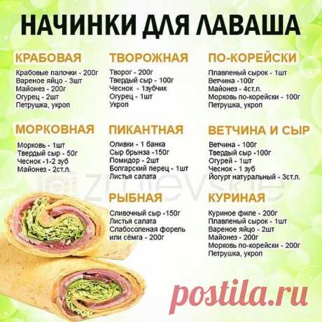Шпаргалка на тему начинки для лаваша.🏻🏻