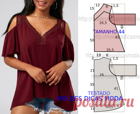 Molde de blusa bordeaux | Moldes Dicas Moda Primeiro de tudo convém relembrar que o molde de blusa bordeaux não tem valor de costura tem que ser acrescentado. Além disso apenas os moldes que são para imprimir têm valor de costura. Assim este modelo é simples e elegante porque favorece todo o tipo de corpos. Finalmente as medidas…