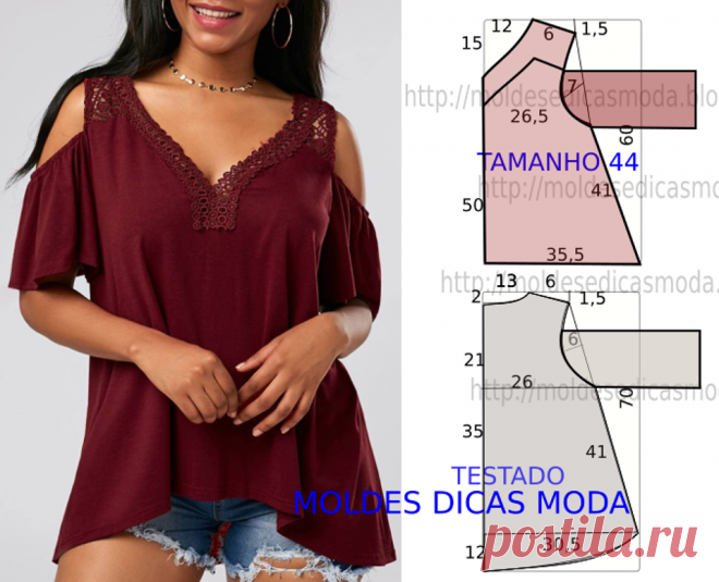 Molde de blusa bordeaux | Moldes Dicas Moda Primeiro de tudo convém relembrar que o molde de blusa bordeaux não tem valor de costura tem que ser acrescentado. Além disso apenas os moldes que são para imprimir têm valor de costura. Assim este modelo é simples e elegante porque favorece todo o tipo de corpos. Finalmente as medidas…