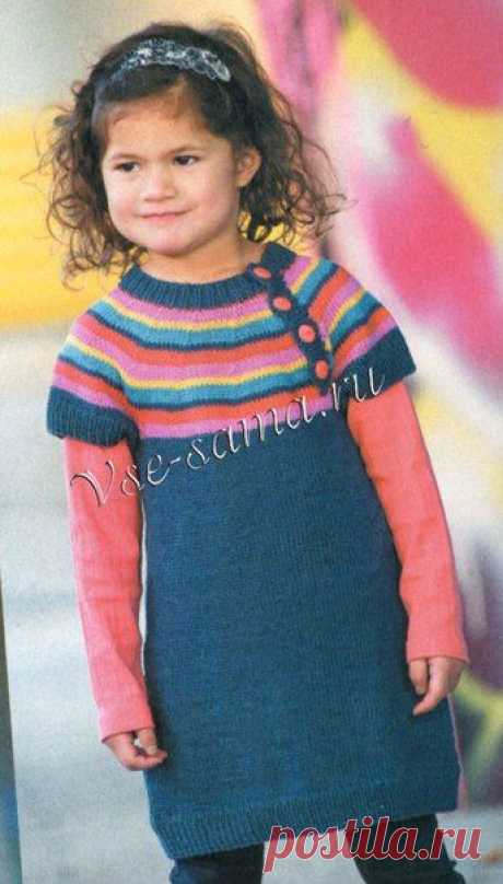 Платье-туника с полосатой кокеткой