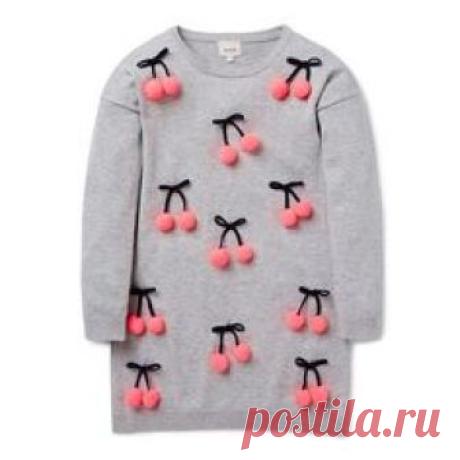 Cherry Pompom Knit Dress