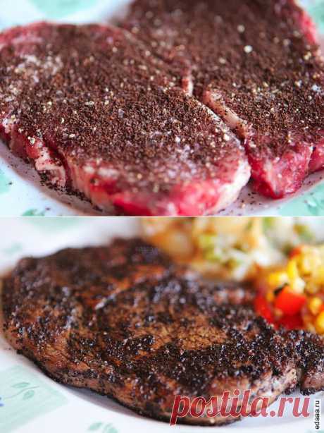 Аппетитный стейк из свинины в молотом кофе | БУДЕТ ВКУСНО!
