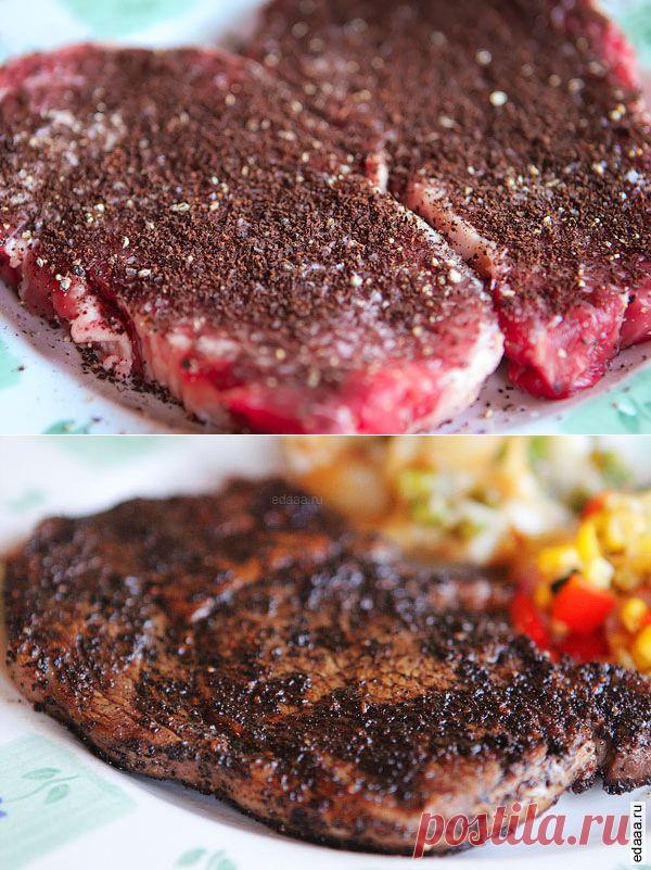 Аппетитный стейк из свинины в молотом кофе | БУДЕТ ВКУСНО!