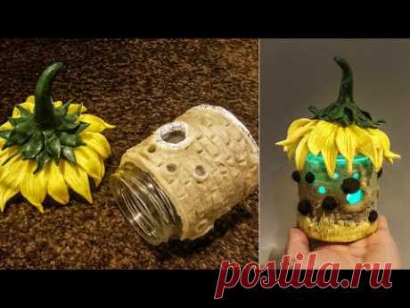 DIY Sunflower Fairy House Jar, works with Best Homemade Clay