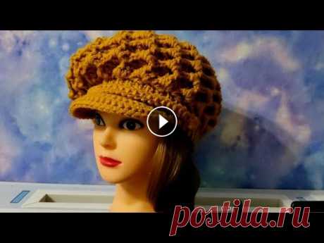 Кепка-Берет крючком на любой размер. Ссылка на пуговку...