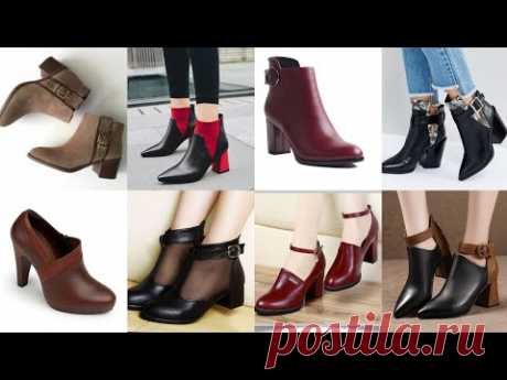 Top55 women casual solid colors breathable patent leather Oxford blok heel buckles ankle boots shoes