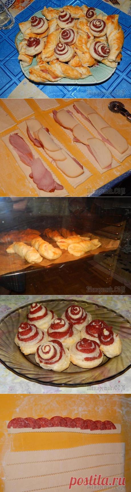 Новые идеи к праздничному столу. Идея №2 Закусочные пирожки из слоеного теста «Роза» и «Слоёные косички»