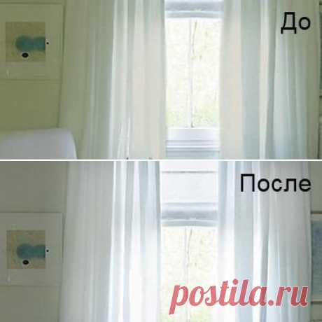 Отбеливаем белые гардины!