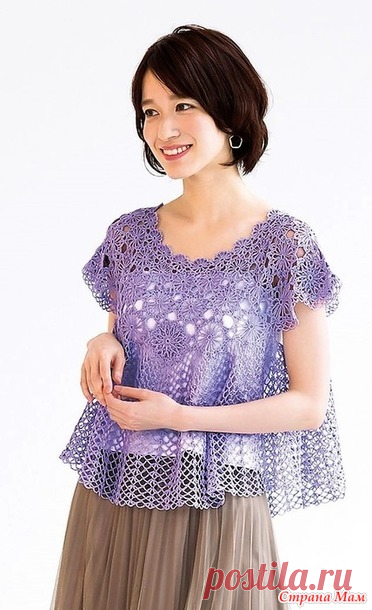 Топ-разлетайка цвета сирени - Все в ажуре... (вязание крючком) - Страна Мам