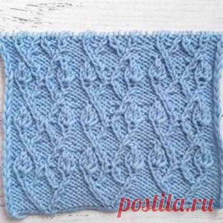 Красивый узор спицами, веточки с листиками, схема узора ⋆ Самые красивые узоры спицами Красивый узор спицами, веточки с листиками, схема узора, вязание спицами, красивые узоры спицами со схемами